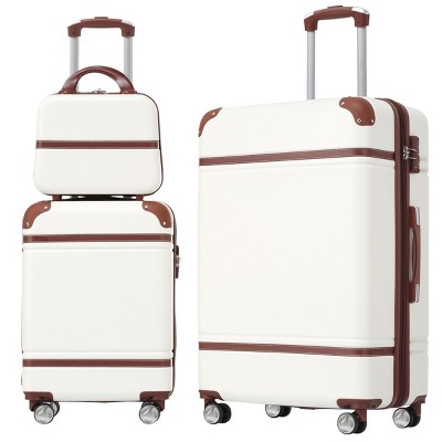 Hardshell Luggage Sets 3 Pieces,Lightweight Spinner Suitcase With Tsa Lock,Expandable Luggage Sets 20"+28" Luggages And Cosmetic Case-Cuddlewood