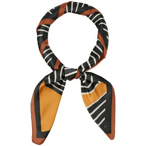 Elerevyo Women's Striped Satin Square Silk Scarves Neckerchief 35.4"x35.4" - 1 of 4