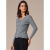 INSPIRE CHIC Women's V-Neck Knitted Ruched Button Decor Long Sleeve Slim Fit T-shirt - 2 of 4