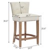 BABYYER Leather Bar Stools, 26" Wooden Barstools Set of 2, 360°  Swivel Counter Height Chairs with Nail-Head Trim for Kitchen Island - 4 of 4