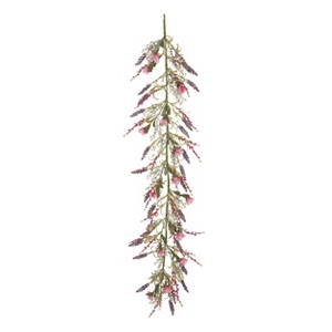 Transpac Plastic 61" Multicolor Spring Twig Lavender and Blossom Garland - 1 of 2