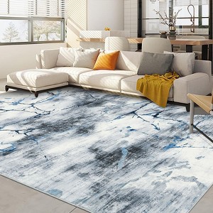 Washable Runner Rug – Modern Non-Slip Abstract Marbled Indoor Carpet for Kitchen, Hallway, Bathroom - 1 of 4