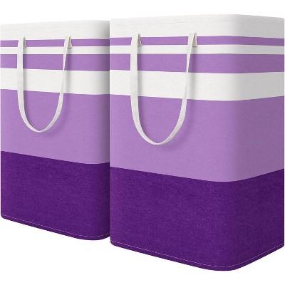 2 Pack Large Laundry Baskets, Waterproof, Freestanding Laundry Hampers, Collapsible Clothes Hamper with Reinforced Handles in College Dorm