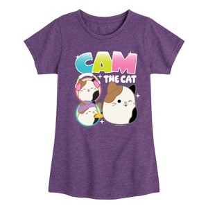 Girls' - Squishmallows - Cam The Cat Fitted Short Sleeve Graphic T-Shirt - 1 of 4
