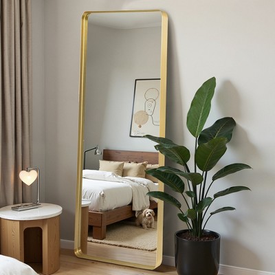 Lirago Metal Flat Mirror Full Length Mirror Leaning Mirror 71*31 Gold