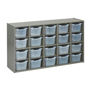 ECR4Kids Streamline 20 Cubby Tray Storage Cabinet with Scoop Front Storage Bins, 4x5, Grey Wash - 1 of 4