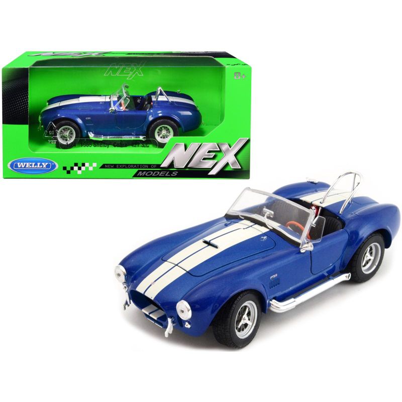 1965 Shelby Cobra 427 S/C Blue Metallic with White Stripes 1/24 Diecast Model Car by Welly, 1 of 4