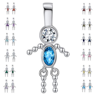Baby Boy or Girl Birthstone Charm for Mom  Family Tree Grandma Necklace by Ginger Lyne CZ Sterling Silver
