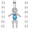 Baby Boy Birthstone Charm for Mom |Girl Birthday Kids for Family Tree Grandma Grandkids Necklace by Ginger Lyne CZ  Sterling Silver - 2 of 4