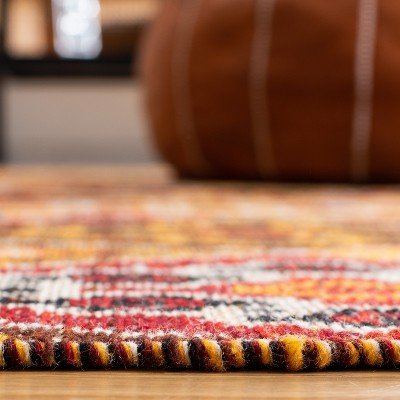 Handwoven Red and Gold Wool Kilim Area Rug, 5' x 8'