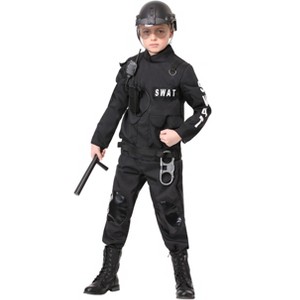 HalloweenCostumes.com Large   SWAT Commander Costume for Kids, Black - 1 of 2