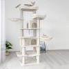 Okak Multi-Level Faux Fur Cat Tree Tower for Indoor,Cat Condo with Big Hammock & Removeable Cushion & Scratching Posts - 2 of 4