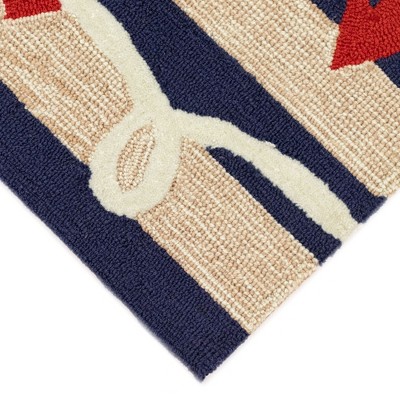 Nautical Bliss Navy and White Hand-Tufted Outdoor Rug