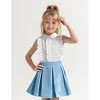Girl's Two Piece Cute Spring Summer Outfits Sleeveless Button Down Collar Tops Ruffle Shirt and Pleated Mini Skirt Set 4-13 Years - 3 of 4