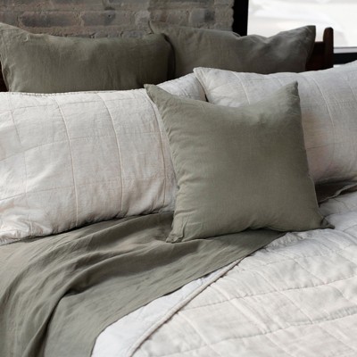 Putty Heather Quilted Cotton and Linen Standard Sham Set
