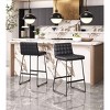 Zuo Modern Pago Barstool Set of 2 – 39" Black Faux Leather Art Deco Counter Chairs with Steel Frame - 2 of 4