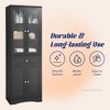 Tall Bathroom Storage Cabinet Cabinet with Four Doors and Drawers Adjustable Shelf MDF Board Black - 3 of 4