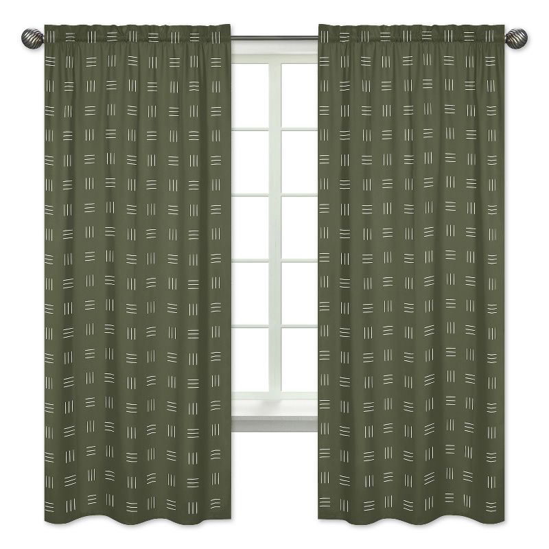 Sweet Jojo Designs Window Curtain Panels 84in. Jungle Green and White, 1 of 6