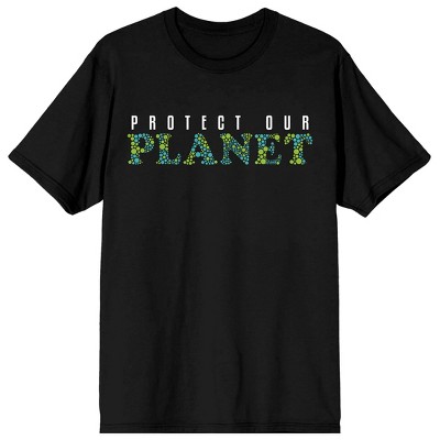 Sunny Days Earth Day Protect Our Planet Crew Neck Short Sleeve Black Adult T-shirt