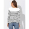 INSPIRE CHIC Women's Color Block Round Neck Long Sleeves Striped Basic T-Shirt - 4 of 4