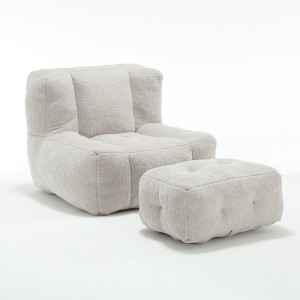 Cesicia 36.6 in-W x 38.6 in-D x 30.1 in-H Black Velvet Bean Bag Seats With Ottoman - 1 of 4