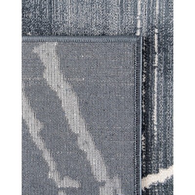Navy Blue and Ivory Square Synthetic Area Rug