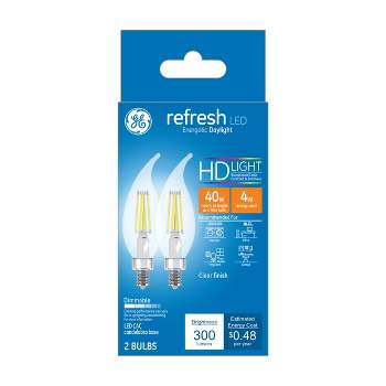 GE 2pk 4W 40W Equivalent Refresh LED HD Decorative Light Bulbs Daylight