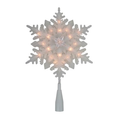 Northlight 10" Lighted White Snowflake Christmas Tree Topper - Clear Lights