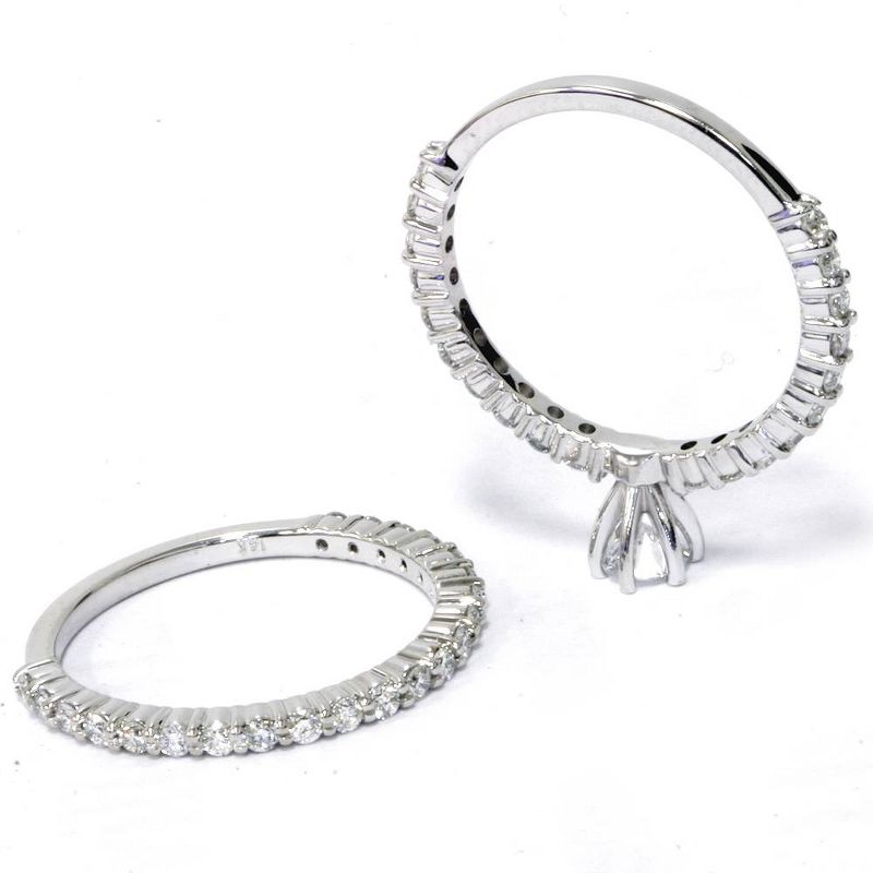 Pompeii3 1 Carat Diamond Engagement Wedding Ring Set 10K White Gold, 2 of 5