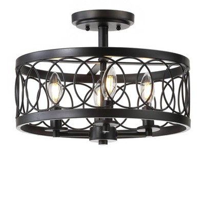 15.5" Sylvain Metal LED Semi-Flush Mount Black (Includes Energy Efficient Light Bulb) - JONATHAN Y