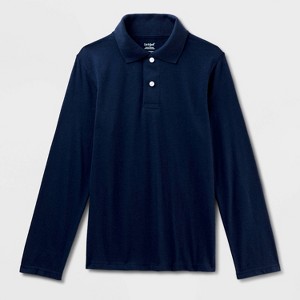 Boys' Adaptive Long Sleeve Uniform Polo Shirt - Cat & Jack™ - 1 of 3