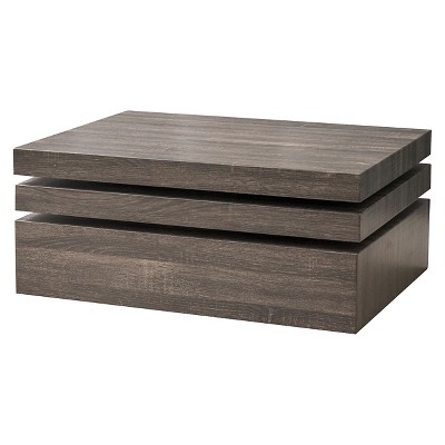 Iverson Rectangular Rotatable Coffee Table Black Oak - Christopher Knight Home: Unique 60's Vibe, Dual-Shelf