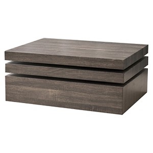 Iverson Rectangular Rotatable Coffee Table Black Oak - Christopher Knight Home: Unique 60's Vibe, Dual-Shelf - 1 of 4