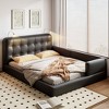 MAYEERTY Queen Size Upholstered Platform Bed, 2 Reading Lights, Bedroom, White - 2 of 4
