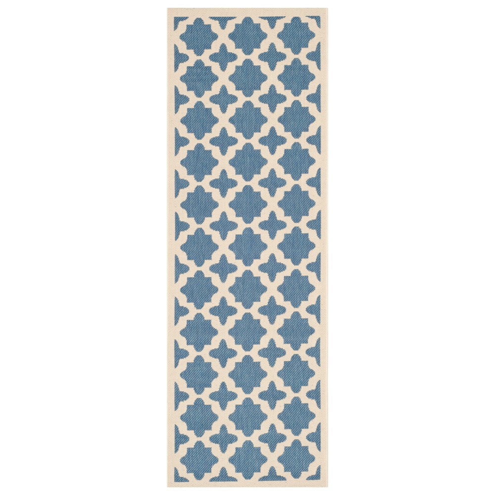 2'3inX10' Runner Natalie Patio Rug Blue/Beige - Safavieh