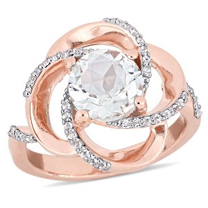 EVERLY JEWELRY | Rose Plated Sterling Silver 2 3/5 CT TGW White Topaz Interlaced Floral Interlaced Swirl Ring - 1 of 4