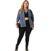 Agnes Orinda Women's Plus Size Classic Denim Frayed Washed Jean Jackets - image 3 of 4