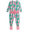 RuffleButts SoftSnooze Baby Girls Holiday Ruffle One Piece Footie Pajamas - 2 of 2