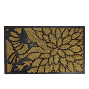 Northlight Natural Coir Hummingbird with Flower Outdoor Doormat 18" x 30" - 1 of 3