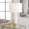 Uttermost Architect White Table Lamp – Ivory Gloss Ceramic Base with Antique Brass Accents, 29.25"H - 2 of 4