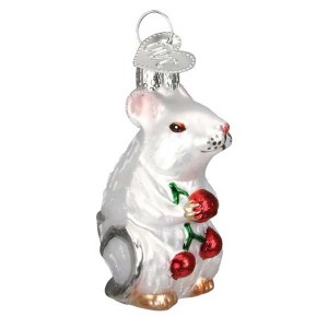 Old World Christmas 2.0 Inch Miniature White Christmas Mouse Ornament Twas The Night Mice Tree Ornaments - 1 of 2