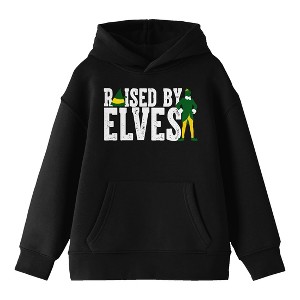 Elf Movie Character Raised By Elves Youth Black Graphic Hoodie - 1 of 3