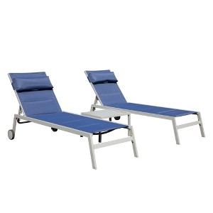 PAGED Outdoor Lounge Chairs with Side Table,3PC Outdoor Chaise Lounge Chair Set with Adjustable Backrest,2 Lounge chairs and 1Table - 1 of 4