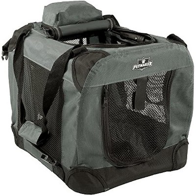 PETMAKER Portable Soft Sided Pet Crate, 16" x 12", Khaki