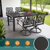 DOMETOUR 5Pcs Outdoor Patio Aluminum Furniture Set, Modern Dining Set with 4 Swivel Rockers Branch-Like Backrest, Rectangular Table with Umbrella Hole - 3 of 4