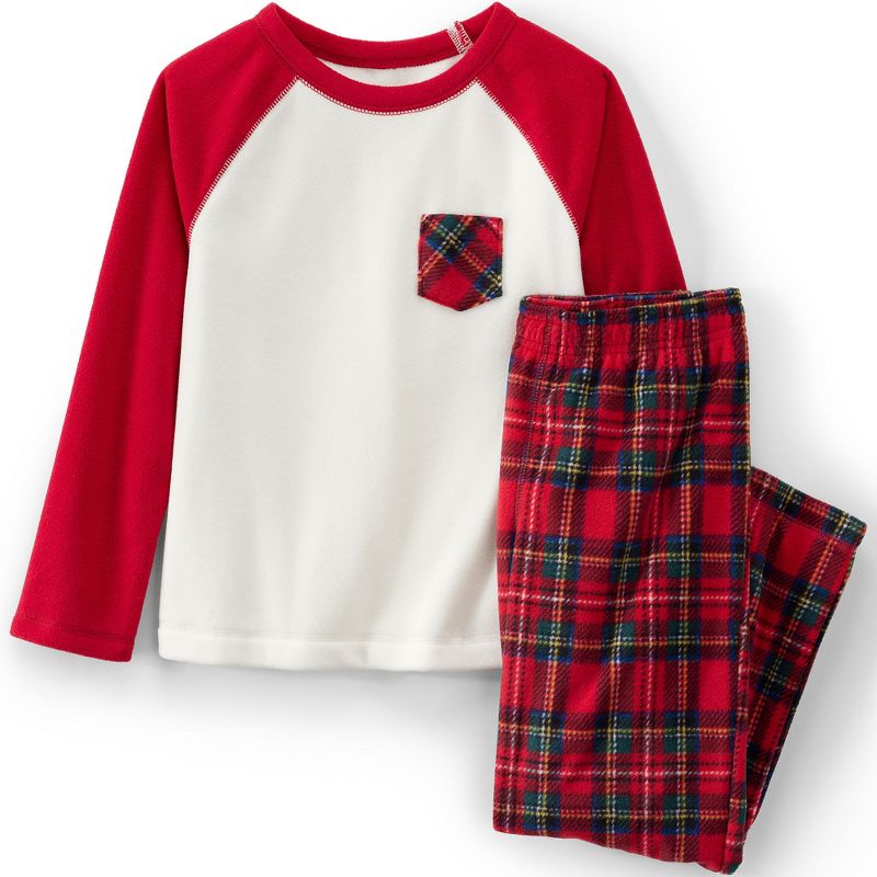 Lands' End Kids Long Sleeve Pocket Fleece Pajama Set, 1 of 5