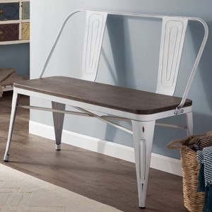 Erommy 42in Dining Bench, Entryway Bench with Back, Farmhouse Metal Dining Bench, Industrial Mid-Century 3 Person Rustic Spindle Bench - 1 of 2