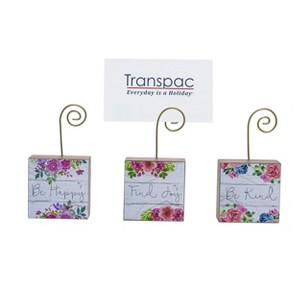 Transpac MDF Block Photo Holder Set of 3 Spring Home Decorations - 1 of 1
