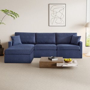 Vipbear 113" Modular Sectional Sofa with Storage Ottoman, Modern Chenille Convertible L Shaped Sectional Couches - 1 of 4