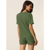 cheibear Women's Casual Pullover Short Sleeve Sleepshirt with Shorts Waffle Pajama Sets - 4 of 4